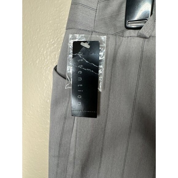 NWT Attention Womens Gray Skirt 14 pencil vintage Zipper button Polyester stripe - Picture 4 of 9